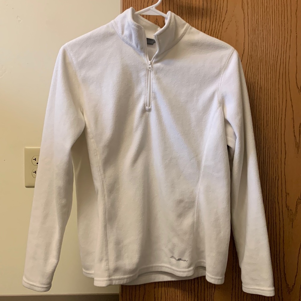 Lightweight Eddie Bauer white fleece quarter 1/4 zip